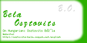 bela osztovits business card